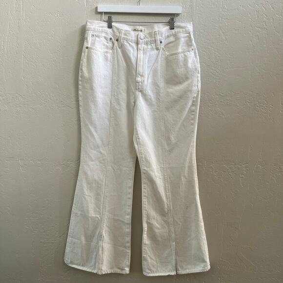NEW Madewell Rigid High Rise Baggy Flare Jeans in Tile White - Picture 8 of 13